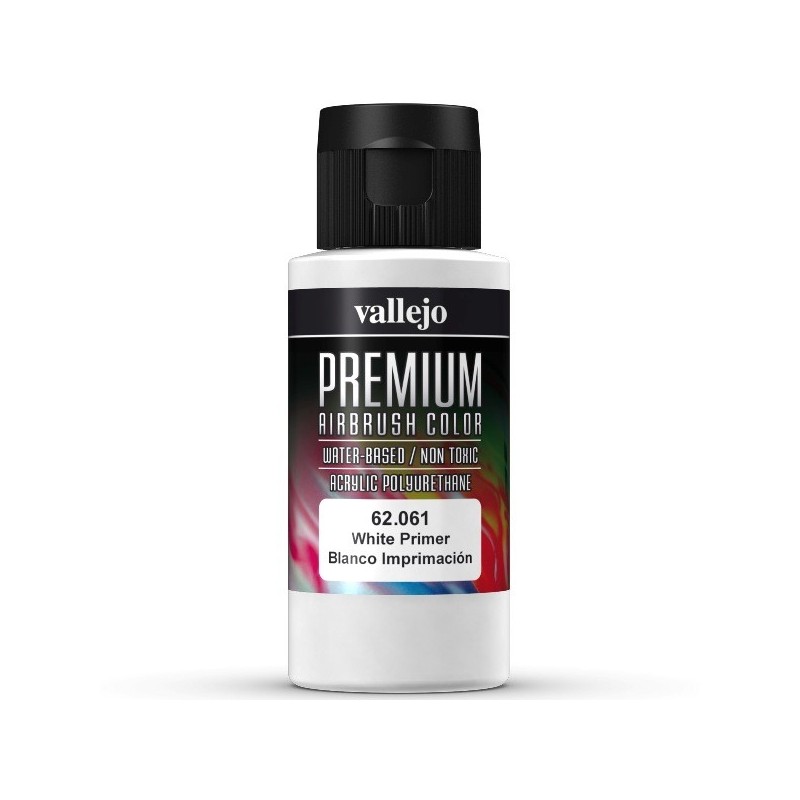 Vallejo Premium blanco imprimación 60ml, pintura acrílica para aerógrafo